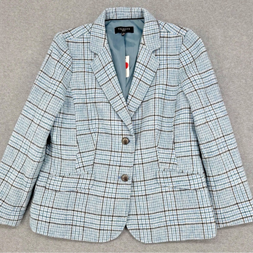 Talbots Blue Plaid Blazer Size 14P
